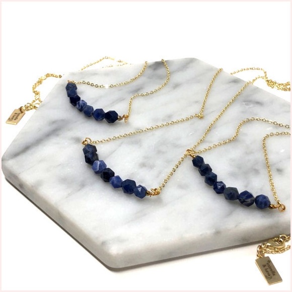 SALE NWT Genuine Blue Lapis Gems 14K Gold Necklace - Picture 2 of 8